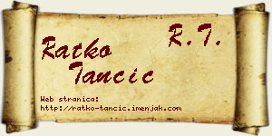 Ratko Tančić vizit kartica